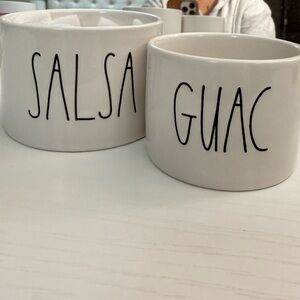 Rae Dunn White Ceramic Salsa and Guac Bowls